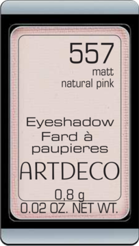 Jasnoróżowy, matowy cień do powiek Artdeco 557 Natural Pink w magnetycznym wkładzie, widok z góry.