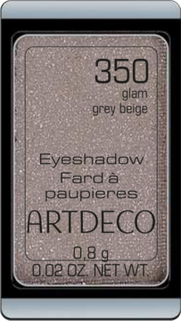 Artdeco brokatowy cień do powiek 350 Glam Grey Beige, pojedyncza magnetyczna wkładka, widok z góry.