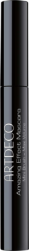 Czarny tusz do rzęs ARTDECO Amazing Effect Mascara, pionowa, błyszcząca buteleczka z szarymi napisami, widok z przodu.