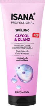 Isana Professional Glycol & Glanz Spülung, nowa różowa tuba, przód, kondycjoner dla matowych włosów.