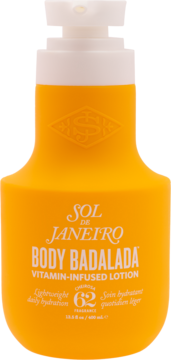 Pomarańczowy balsam do ciała Sol de Janeiro BODY BADALADA z pompką, witaminowy, zapach Cheirosa 62.
