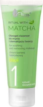 Ava Ritual with Matcha Oleogel cleanser z kiwi, zielona tubka z białym zakrętką, do mycia i demakijażu twarzy.