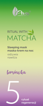 Ava Laboratorium Ritual With Matcha Sleeping Mask, borówka, zielono-fioletowe opakowanie, regeneracja, etap 5.