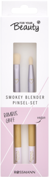 For Your Beauty Smokey Blender Pinsel-Set w białym pudełku, z pędzlami o bambusowych i srebrnych uchwytach, wegańskie.