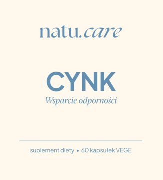 Front opakowania suplementu Natu.care CYNK, 60 wegańskich kapsułek na odporność, na jasnym tle.