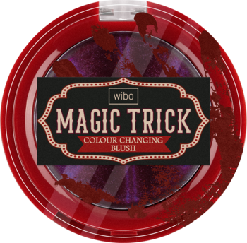wibo Magic Trick Colour Changing Blush w czerwonym okrągłym kompakcie, widok z góry. Balsamowy róż zmieniający kolor.