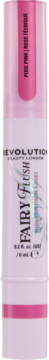 Revolution Fairy Crush Pixi Pink Blush & Lip Liquid w podłużnej tubce. Jasnoróżowe opakowanie z widocznym różowym płynem.