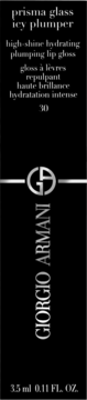 Giorgio Armani Prisma Glass Icy Plumper lip gloss, sleek black packaging with silver text, 3.5 ml, shade 30.