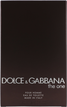 Ciemnobrązowe opakowanie męskiej wody toaletowej Dolce & Gabbana The One For Men 50ml, widok z przodu.