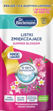 Dr. Beckmann Magic Leaves listki zmiękczające Summer Blossom. Różowo-biała saszetka, 100% rozpuszczalne.