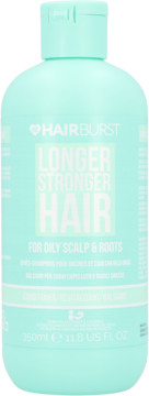 Miętowy Hairburst Longer Stronger Hair Conditioner, do włosów przetłuszczających się, butelka z przodu.