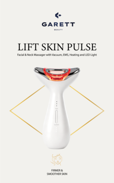 Biały masażer Garett Beauty Lift Skin Pulse do twarzy i szyi z czerwoną LED, Vacuum, EMS i grzaniem. Widok z przodu.