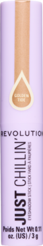 Revolution Just Chillin' Golden Tide cień w sztyfcie, jasnofioletowy z widocznym złotym odcieniem na froncie.