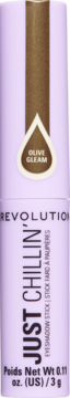 Revolution Just Chillin' Cooling Shadow Stick Olive Gleam w liliowym opakowaniu, widok z przodu.