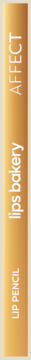 Złota kredka do ust Lips Bakery, pionowo na beżowym tle, z napisem 'LIP PENCIL'.