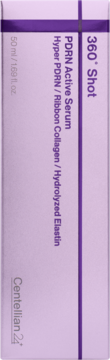 Lilac pudełko Centellian 24, serum PDRN Active 360° Shot, z Hyper PDRN, widok z boku, pionowy tekst.