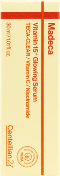 Centellian 24 Madeca Vitamin 15+ Glowing Serum 30ml box, off-white with orange, Vitamin C/Niacinamide.