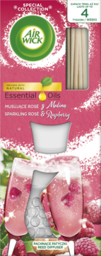 AIR WICK Essential Oils ,patyczki zapachowe, Rose z Maliną,przód