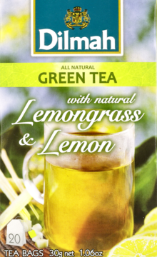 DILMAH All Natural Green Tea ,herbata zielona, z trawą cytrynową i naturalnym aromatem cytryny,przód