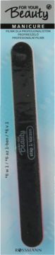 Pilnik do paznokci For Your Beauty Manicure 6w1 Rossmann, czarno-różowy, w blistrze, na niebieskim tle.