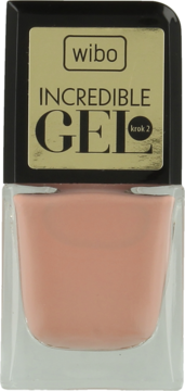 Wibo Incredible Gel lakier do paznokci, brzoskwiniowy, w butelce, widok z przodu, napis 'krok 2'.