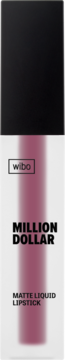 Wibo Million Dollar, matowa pomadka w płynie nr 1, ciemnoróżowa, widok z przodu, z logo na opakowaniu.