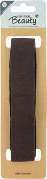 Ciemnobrązowa materiałowa opaska do włosów For Your Beauty, 2 sztuki, na tekturowym blistrze, widok z przodu.