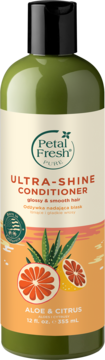 Zielona butelka Petal Fresh Ultra-Shine Aloe & Citrus Conditioner dla lśniących włosów, widok z przodu.