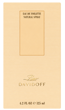 Frontalny widok beżowego pudełka męskiej wody toaletowej Zino Davidoff 125 ml, z napisami.