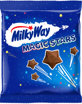 MILKY WAY Magic Stars ,czekoladki w kształcie gwiazdek z mlecznej czekolady,przód