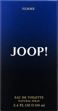 Granatowe opakowanie Joop! Femme woda toaletowa 100ml, kwiatowo-orientalny zapach, widok z przodu.