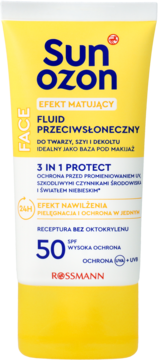 SUNOZON ,fluid przeciwsłoneczny, matujący, SPF 50,przód