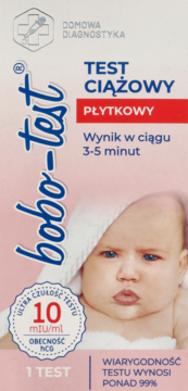 BOBO-TEST ,test ciążowy płytkowy, jednorazowego użytku,przód