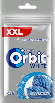 WRIGLEY'S ORBIT White Freshmint,guma do żucia, w drażetkach, o smaku miętowym, bez cukru,przód