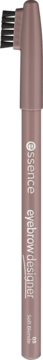 Kremowo-brązowa kredka do brwi Essence Eyebrow Designer 05 Soft Blonde ze szczoteczką, widok z przodu.