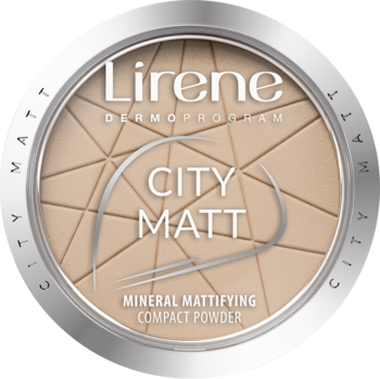 LIRENE City Matt ,puder do twarzy, matujący, mineralny, nr 03 Beżowy,przód