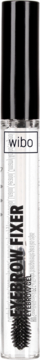 Bezbarwny żel do brwi Wibo Eyebrow Fixer w przezroczystej tubce z czarną nakrętką i szczoteczką, widok z przodu.