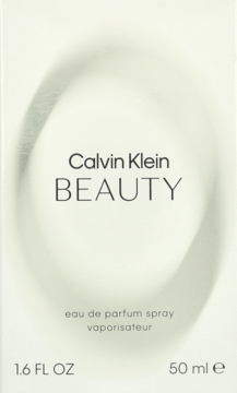 Białe pudełko Calvin Klein Beauty, kwiatowa woda perfumowana 50ml, z subtelnym owalnym wzorem, widok z przodu.