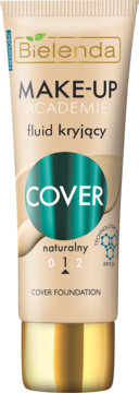 Bielenda fluid kryjący COVER Foundation, beżowa tubka, odcień 1 naturalny, matujący podkład do twarzy.