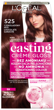 L'ORÉAL PARIS CASTING CREME GLOSS ,farba do włosów, półtrwała, nr 525 Czekoladowy Mus,przód