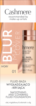 Cashmere Make-Up Blur Maxi Cover Ivory 01, smoothing & covering fluid foundation in glass bottle.