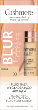 Cashmere Smoothing and Covering Fluid Foundation, shade BEIGE 03, blur maxi cover, widok z przodu opakowania.