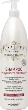 Il Salone Milano Magnificent Shampoo do włosów farbowanych, biała butelka 1L z pompką, widok z przodu.
