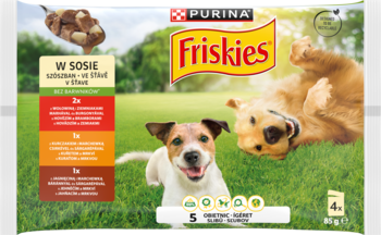 PURINA FRISKIES Adult ,karma pełnoporcjowa mokra dla dorosłych psów, zestaw 4 dań,przód