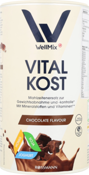 WellMix Vital Kost, biała puszka z czekoladowymi rozbryzgami, koktajl czekoladowy 500g.