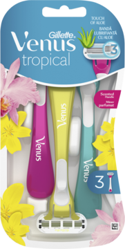 GILLETTE VENUS Tropical ,maszynki do golenia, 3-ostrzowe, dla kobiet, jednorazowe,przód
