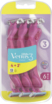 GILLETTE VENUS 3 Colors,maszynki do golenia  z ruchomą główką, 3-ostrzowe, dla kobiet, jednorazowe,przód