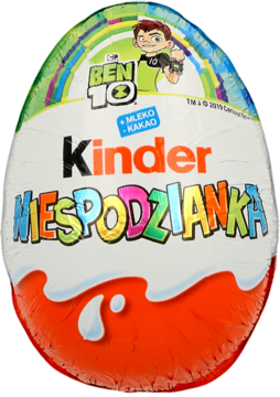 KINDER Niespodzianka ,słodkie jajko z niespodzianką,przód