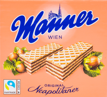 MANNER ,wafle z nadzieniem orzechowym,przód