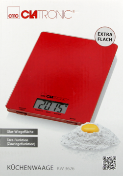 CLATRONIC ,waga kuchenna, KW 3626, czerwona,przód